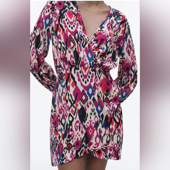 🇺🇸ZARA MULTICOLORED PRINT CROSSOVER DRESS-NWT - Picture 2 of 3